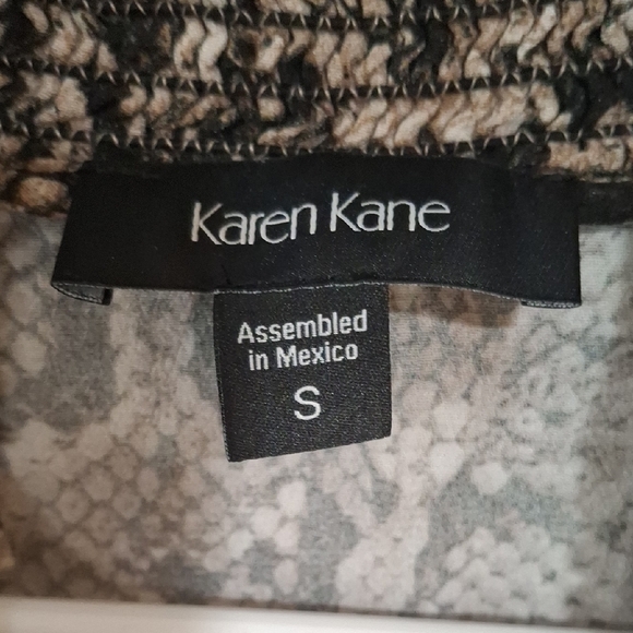 Karen Kane Brown Tan Button Down Shirt with Ruffled Asymmetrical Style - Picture 3 of 9